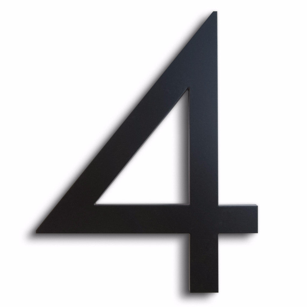 Modern House Number 4 Four Black Aluminum Floating